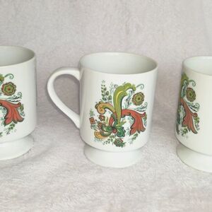 Berggren Trayner Porcelain Coffee Mugs Cups 3 Rosemaling Norway Green Orange